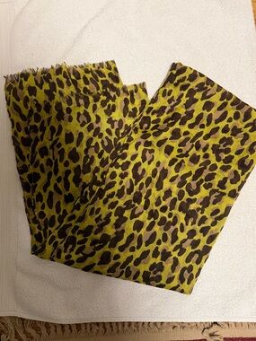 LOFT Yellow-Green and Brown Leopard Print Scarf